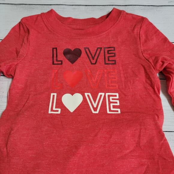 Cat & Jack Valentine's Day 'Love' Long Sleeve Shirt & Fleece Jogger Pant Set 12M - Picture 2 of 6